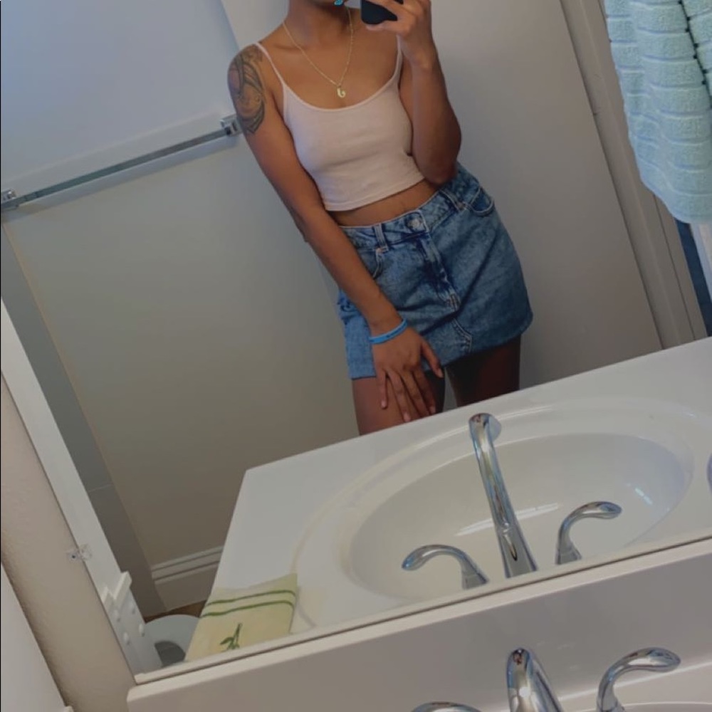 Blue High Waist Denim Skirt
